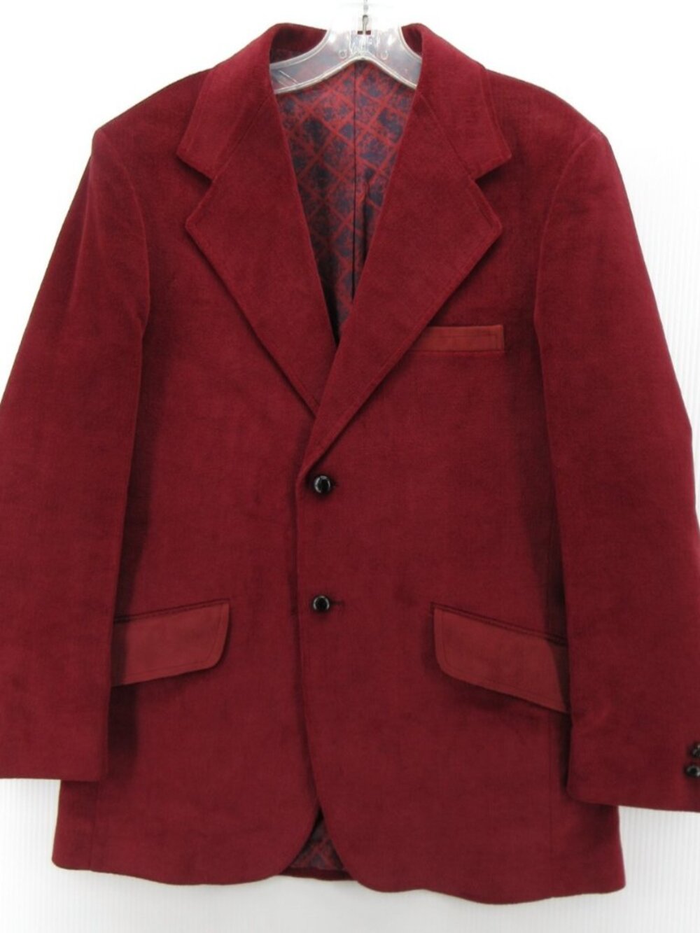 VTG Sears Roebuck Sport Coat 38 Red Velour Blazer Jacket 70s 80s